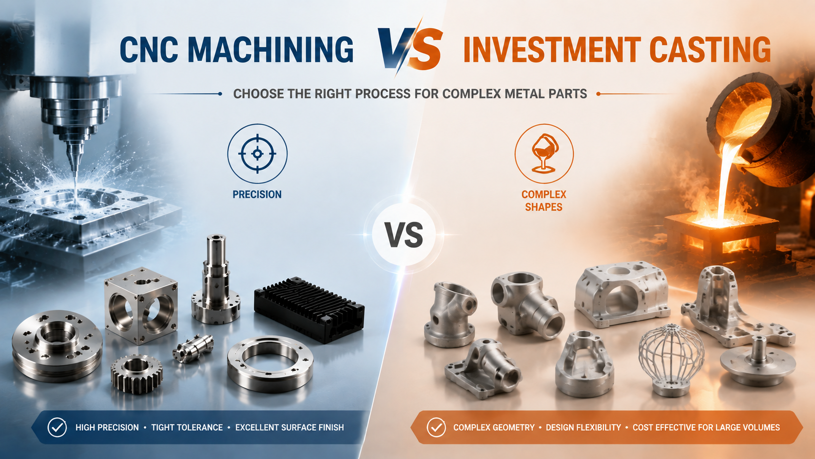 CNC Machining Vs Investment Casting: How To Choose For Complex Metal Parts